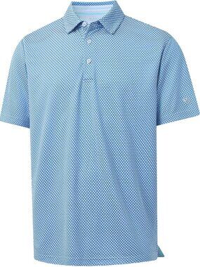Mens Light Blue/White Moisture Wicking Jacquard Polo Shirt Breathable Dry Fit